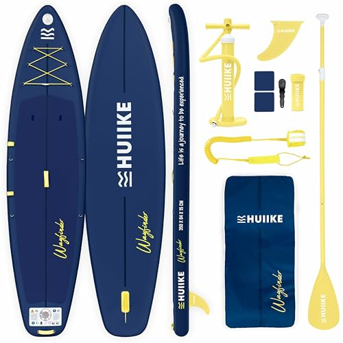 HUIIKE Touring-Sup-Bräda för Vuxna med Medföljande Tillbehör, Paddel, Fena, Säkerhetslina, Pump och Ryggsäck. Uppblåsbar SUP-Bräda med Hög Stabilitet och Slitstyrka. Kan Omvandlas till Kajak