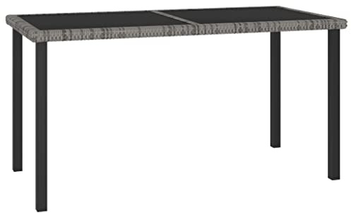Augerlite Tavolo da pranzo da giardino, grigio, 140 x 70 x 73 cm, in polyrattan, resistente alle intemperie, per terrazza, balcone, veranda e giardino, stabile posto da pranzo per campeggio, barbecue