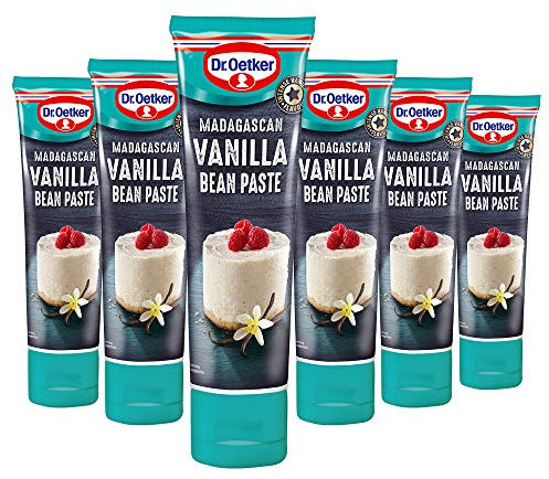 Dr. Oetker Madagascan Vanilla Bean Paste, Pod & Essence Substitute Used as flavouring Suitable for Vegan Baking in Buttercream Icing, Frosting, Cake mixes, Multicoloured, 600 g , Pack of 6x100g
