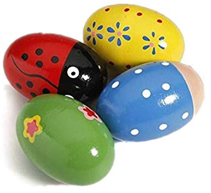 4pcs Kids Baby Holz Ei Maracas Shakers Music Percussion Spielzeug, Holz-Eier-Maracas Percussion-Prassel, Musik für Kinder, zufällige Farbe
