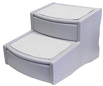 Pet Gear Easy Step II Extrabreite Haustiertreppe, 2 Stufen/für Katzen und Hunde bis zu 100kg, Essential Grey