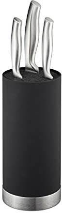 Relaxdays Messerblock rund, Messerhalter unbestückt, universal, Messeraufbewahrung mit Borsten, HxD: 22 x 11 cm, schwarz