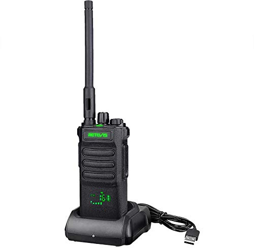 Retevis RT86 Walkie Talkie mit Größer Reichweite, 2600mAh Hochleistungs-Funkgerät, Professionelle Walkie Talkies mit Drahtlosem Klon, Taschenlampe, Alarm für den Außenbereich, Jagd (Schwarz, 1Stück)