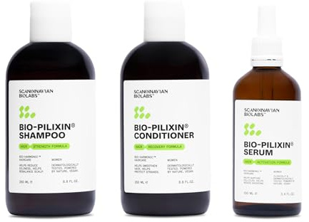 Scandinavian Biolabs Bio-Pilixin® Routine For Women | Helps With Hair Shedding, Nurtures Hair Follicles, Enhances Strength, Repairs Damaged Hair, Clinically Tested (1-Month)