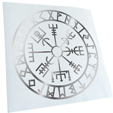 Kiwistar - Autoaufkleber - Wikingerkompass Runen - chrom - 50x50cm - Heckscheibe Auto Aufkleber wetterfest für Kfz LKW Mofa Truck - Sticker außen selbstklebend Tuning Zubehör für Fenster Fahrzeug