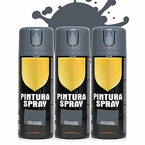 BESCH Pintura Spray 400ml para Metal/Madera/Plástico (Gris Oscuro, 400 ml (Paquete de 3)