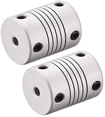 sourcing map 2Stk. 4mm zu 5mm Kupplung Motorsteckerverbindung Silber | Stab Flexibel, Aluminiumlegierung, L25xD19