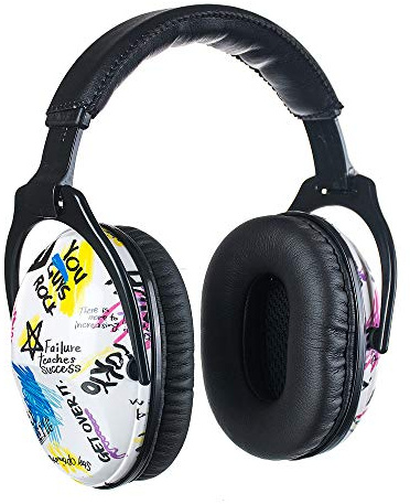 PROTEAR Kids SNR 28dB Noise Reduction Ear Protection Safety Ear Muffs, Adjustable Ear Defender for Kids, Children Hearing Protection Firework, Homework (Graffiti)