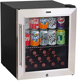 Baridi Mini Tabletop Beer & Drinks Fridge with Lock & Key, Metal Shelves & LED Light 50L, Stainless Steel - DH75