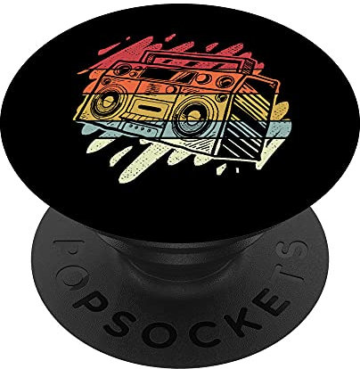 Boom Box Ghetto Blaster Radio Retro 80er 90er Hip Hop Rap PopSockets mit austauschbarem PopGrip