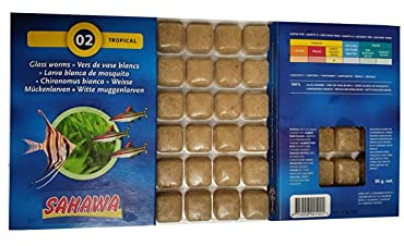 Neu!!!Sahawa® blau Fischfutter, Frostfutter,5X 100g Brutto im Blister weiße Mückenlarven