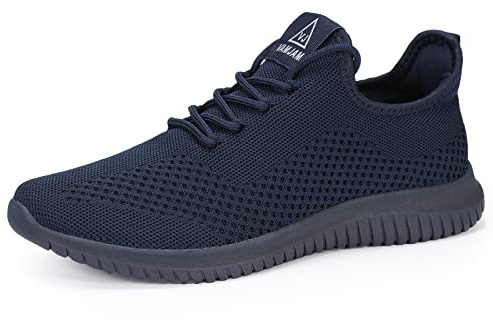 VAMJAM Men's Running Shoes, Ultra Light Breathable Walking Shoes, Non-slip, Athletic Fashion Sneakers Mesh Workout Casual Sports Shoes, Allblue015, 14.5 UK