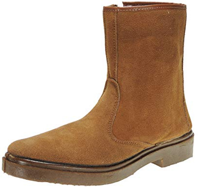 Calzados Romero VALLERA 399: Bota Serraje Media Caña para Campo Granja Trabajo Cremallera Labores Agrícolas Forro Lana Invierno Hombre. Arena Talla 41