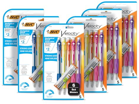 BIC Velocity Original Mechanical Pencil (0.7 mm), Black, For Smooth and Dark Writing, Durable Eraser, 30-Count