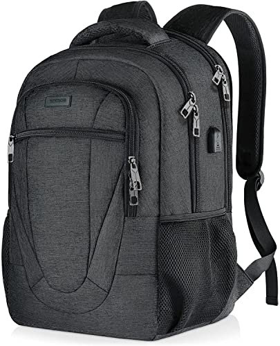BIKROD Mochila Hombre, Grande Mochila Escolar Chicos Impermeable, Mochilas Portátil 17.3 Pulgadas Ordenador Backpack con Puerto USB, Mochila de Viaje Negro