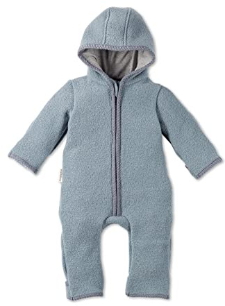 Hofbrucker Baby Walkoverall aus 100% Merino Wolle, kuschelig warmer Wollwalkanzug von Herbst bis Frühling (62-68, Steingrau)