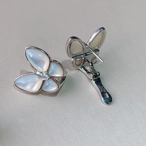 925 Silber Schmetterlingsblumenohrringe für Frauen Charme Ohrstifte Ohrclip Mode Schmuck für Frauen Dating Geschenke-Wassermelone Rot, Silber Plattiert, OZZKI