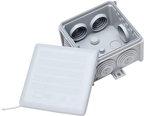 Kopp Junction Box Surface-Mounted Wet Room 83 x 83 x 50 mm IP66 Connection Box with 7 Cable Inlets M25, Grey, 351010048