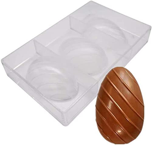 Molde de chocolate de policarbonato para huevo de Pascua con 3 cavidades 3D, molde de chocolate transparente, bandeja de hornear de chocolate transparente para PC, Fabricante de dulces de confitería