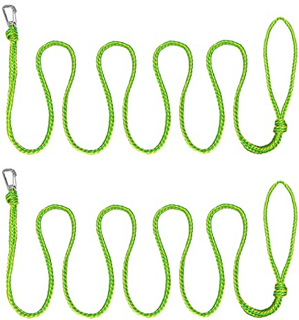 ISURE MARINE Kayak Tow Rope with Clip Dock Lines Heavy Duty Braided Line Ideal for Jet ski,watercraft Boat, Kayaking, Marine Sets of Two Ropes 1/2 Inch Diameter x 12 ft Lengths Geen