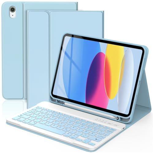 TQQ Hülle mit Tastatur für iPad (A16) 11. Generation/10. Generation | Abnehmbare Kabellose Bluetooth Tastatur Schutzhülle für iPad 11 Zoll 2025/10.9 Zoll 2022, QWERTZ Deutsches Layout