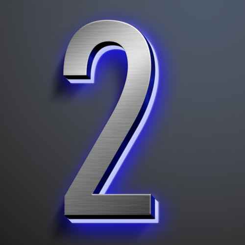 Números De Dirección LED Retroiluminados, Placa Iluminada Con Letreros De Números De Casa, Número De Casa Iluminado De Acero Inoxidable Para Exteriores.,12,2
