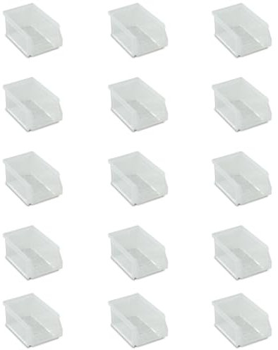 Tayg Pack 15 Gavetas de Plastico Apilables nº52 - Organizador de Tornillos, Cajones, Caja de Almacenamiento, Cubetas de Plastico Rectangulares, 23,6x16x13 cm