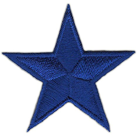Stern Blau klein Aufnäher zum aufbügeln oder aufnähen Bügelbild Aufbügler für Kleidung gestickter Bügelpatch Applikation Star Patch Größe 4,5 x 4,5 cm