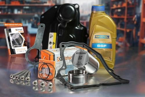 Kitronic Druckspeicher Reparatursatz DQ200 für DSG, 7-Gang-Mechatronik Trockenkupplungsgetriebe 0AM kompatibel mit VW | Mit Montageschlüssel, Dichtung, Ölwanne & 1L Ravenol Öl inkl. Alu Schrauben