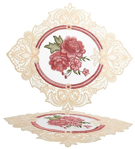 GRIRIW 2st Tischset Aus Spitze Retro-tischdecke Halter Für Heiße Gerichte Getränkegarnitur Weihnachtstischdecke Ovale Spitzendeckchen Küchenuntersetzer Milchseide Tortenspitze Hochzeit