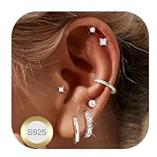 Diamday 7 Paar Ohrringe Gold Für Damen Silber 925 Creolen Set Piercing Ohr Huggie Hypoallergene Helix Knorpel Mehrfache Piercings