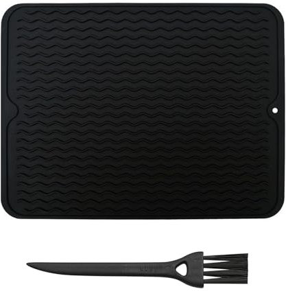 1 tappetino scolapiatti in silicone, 1 spazzola per la pulizia, tampone di raccolta dell'acqua per il piano di lavoro, cuscinetto asciutto, cuscinetto assorbente per lavello, cuscinetto isolante