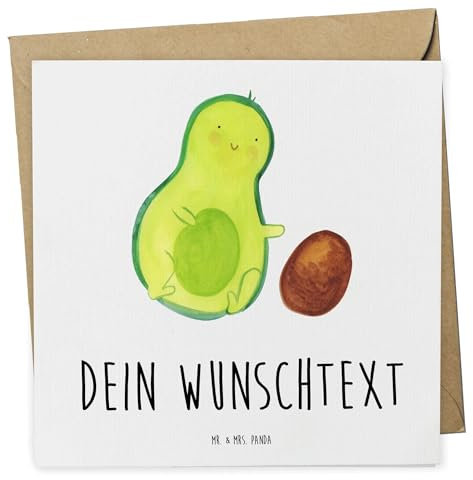 Mr. & Mrs. Panda Personalisierte Postkarte Avocado Kern rollt - Geschenke, Liebe, Säugling, Geburtstag, Geburt, Karten, Karte, Grußkarte, personalisiert, Baby