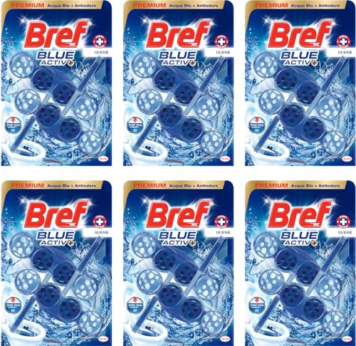 Bref WC Blue Activ + Detergente WC, Pulizia e Freschezza per il tuo WC, 6 confezioni da 2 pezzi
