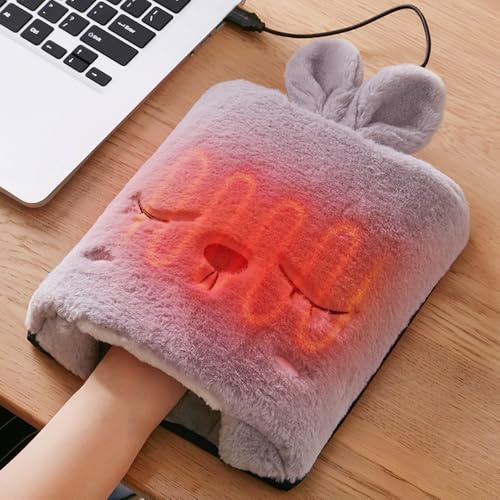 Riisoyu USB-Handwärmer-Mauspad, Beheizte Mauspad USB Niedliches Kaninchen Heizung Handwärmer Wiederverwendbar Computer Mauspad Handwärmer USB Maus Heizkissen Warmes für Winter Zuhause Büro
