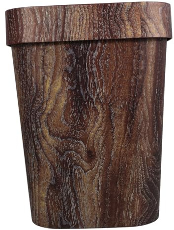 PRETYZOOM Poubelle Rétro Seau Poubelle En Bois Imité De Salle De Bain En Bois Petite Corbeille En Naturel Panier De Canettes En Carrée Brown Plastique