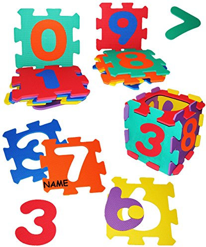 alles-meine.de GmbH XL Set: Puzzle Teppich aus Moosgummi - 10 Matten - Zahlen & Nummern von 0 bis 9 - incl. Name - aus Schaumstoff - zum puzzeln/Puzzleteppich Eva - Spielet..