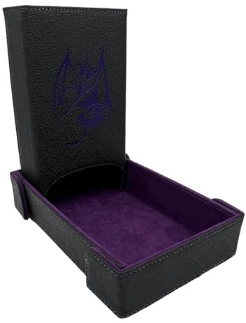Norse Foundry Purple Dragon Würfeltablett und Turm Bundle – Luxuriöses samtsicheres Leder-Finish – RPG-Gaming-Zubehör für Tischabenteuer – Kontrollierte Rollen & Fantasy-Design