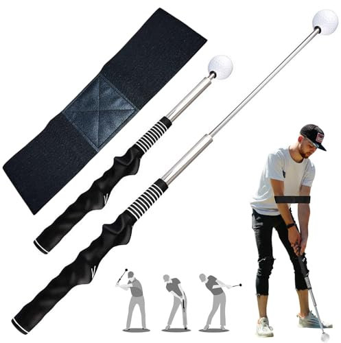 Lotvic Golf Swing Training Aid, Retractable Golf Swing Trainer with Golf Connection Band, Golf Training Aids for Strength Grip Tempo & Flexibility, Golf Swing Trainer for Indoor & Outdoor Practice