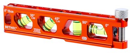 BETHEL 6 Inch Magnetic Torpedo Level with 4 Bubble Vials, V-Groove & Magnetic Rails, Orange Aluminum Alloy Construction