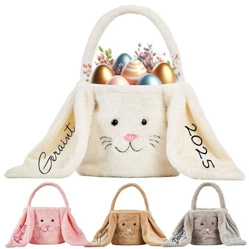 Personalisierte Osterkörbchen - Monogrammiert mit Namen,Osterkorb Kinder,Ostereierjagd Körbe,Osterkörbchen mit Henkel,Ostergeschenke für Kinder