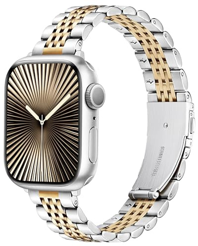 wipalor Slim Stainless Steel Strap Fit Apple Watch Straps Women 42mm(Series 11 10) 41mm 40mm 38mm 46mm 45mm 44mm 42mm(Series 3 2 1) 49mm, Ladies iWatch Strap Series 11 10 SE 9 8 7 6 5 4 3 2 1 Ultra