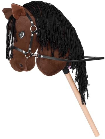 Start Hobby Horse Steckenpferd aus Plüsch mit Holzstock – Realistisches Stockpferd mit Langer Mähne zum Frisieren – Weiches Spielpferd für Kinder (Bella (Braun), A3)