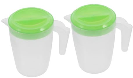 Veemoon 2PCS Plastic Water Pitcher with Lid Cold Beverage Jug for Juice Beer and Tea Comfortable Handle Design for Restaurants Bars and Home Use
