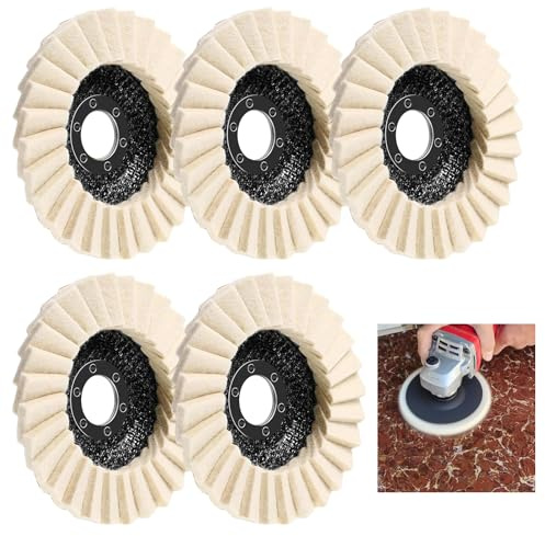5 discos pulidores de 125 mm x 22,2 mm, de fieltro, para amoladora angular, disco de pulido flexible, discos de pulido de fieltro de lana para lijar y pulir barniz madera, acero inoxidable y plástico