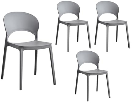 LC Garden »Vini« 4er Set Gartenstühle anthrazit Stapelstühle Bistrostühle Kunststoff stapelbar wetterfest
