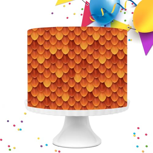 ORANGE DRAGON SCALES CAKE WRAP AROUND EDIBLE CAKE TOPPER ICING DECORATION 1 SHEET