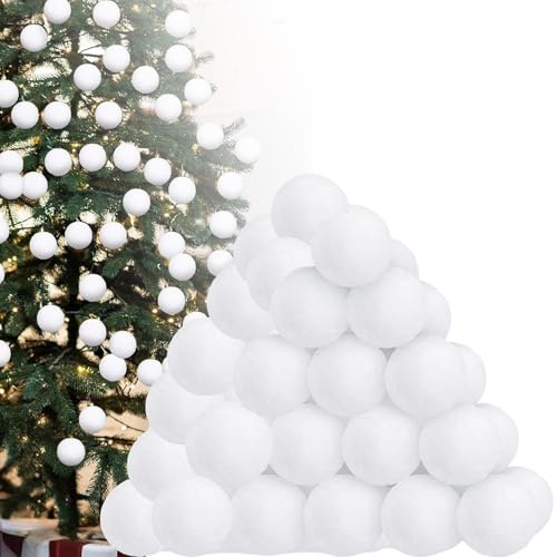 36Pcs 5cm White Plush Snowballs Soft Fake White Elf Christmas Snowballs for Winter Game,Realistic Artificial Snowball for Kids Adults Indoor Snow Fights,Fake Snowball for Xmas Trees,Home Decoration