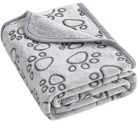 Throw Blanket for Dogs - Washable Warm Pet Fleece Blanket - Cute Paw Print Blankets for Couch, Easy-to-wash Fabric, Suitable for Pet Beds, Sofas, Floors, Travel Mats, and Car Mats