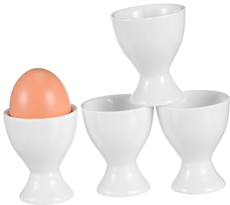 CLISPEED 4 piezas Hueveras de Resistente para Huevos Cocidos Soporte de Porcelana para Desayuno Familiar Fácil de Limpiar y Display Elegante